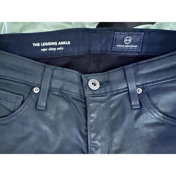 AG Adriano Goldschmied Coated Legging Ankle Jeans Womens 25R Navy Skinny Wax - Picture 4 of 6